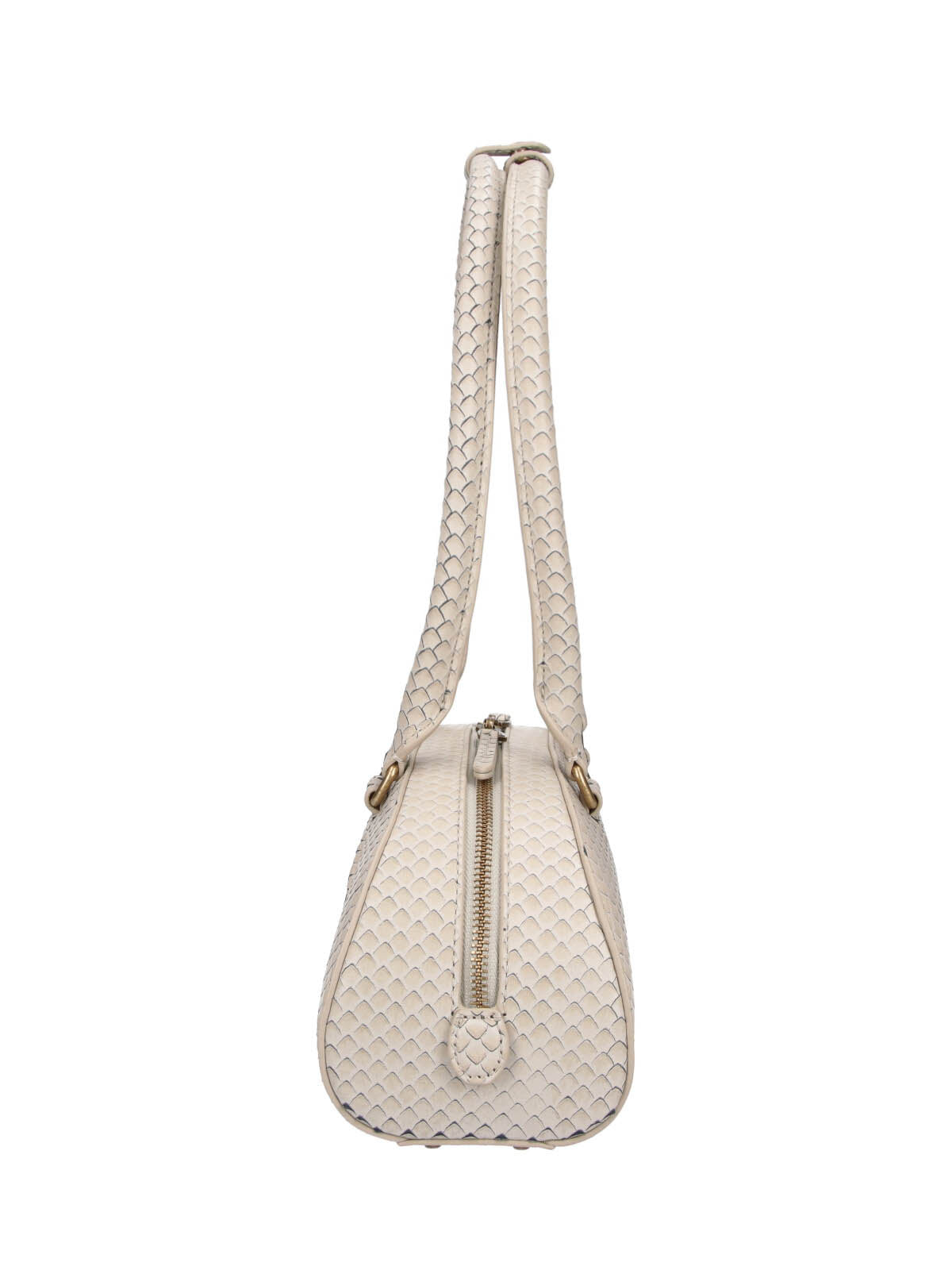 Beige 1dr Dome Snake Pattern Bag