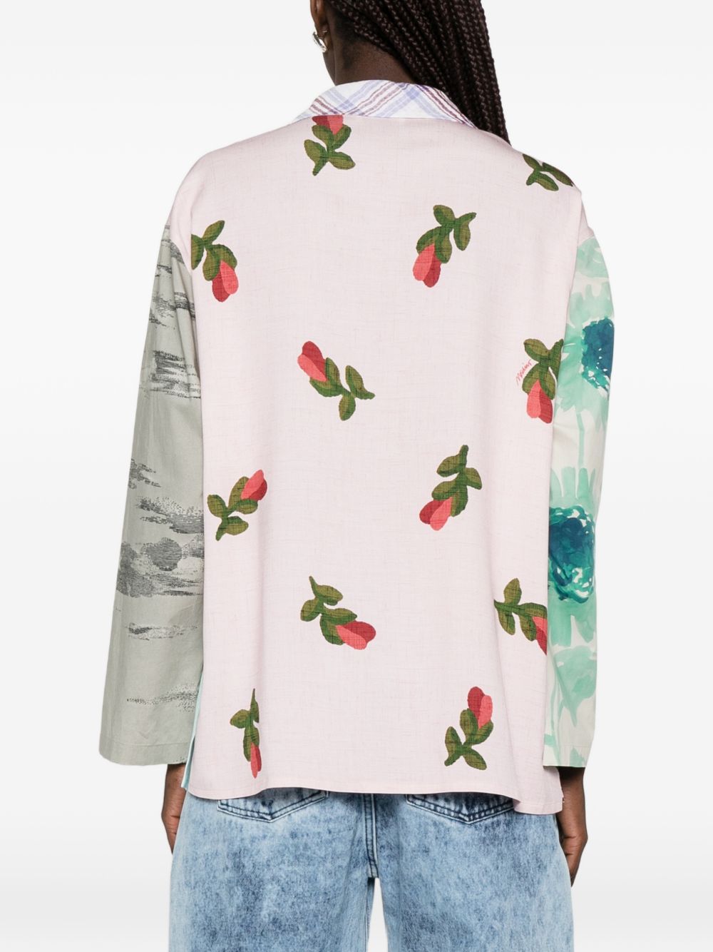 Multicolour Floral Patchwork Collared Top