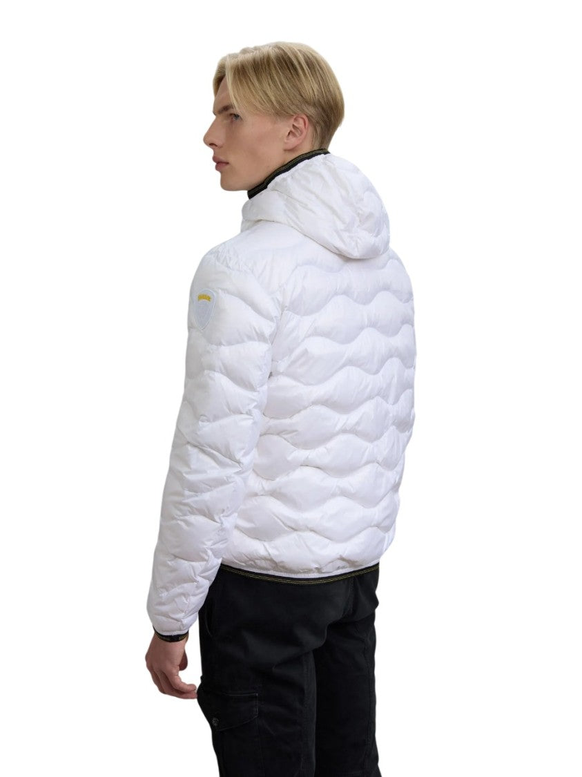 Quilted Down Jacket with Wave Pattern