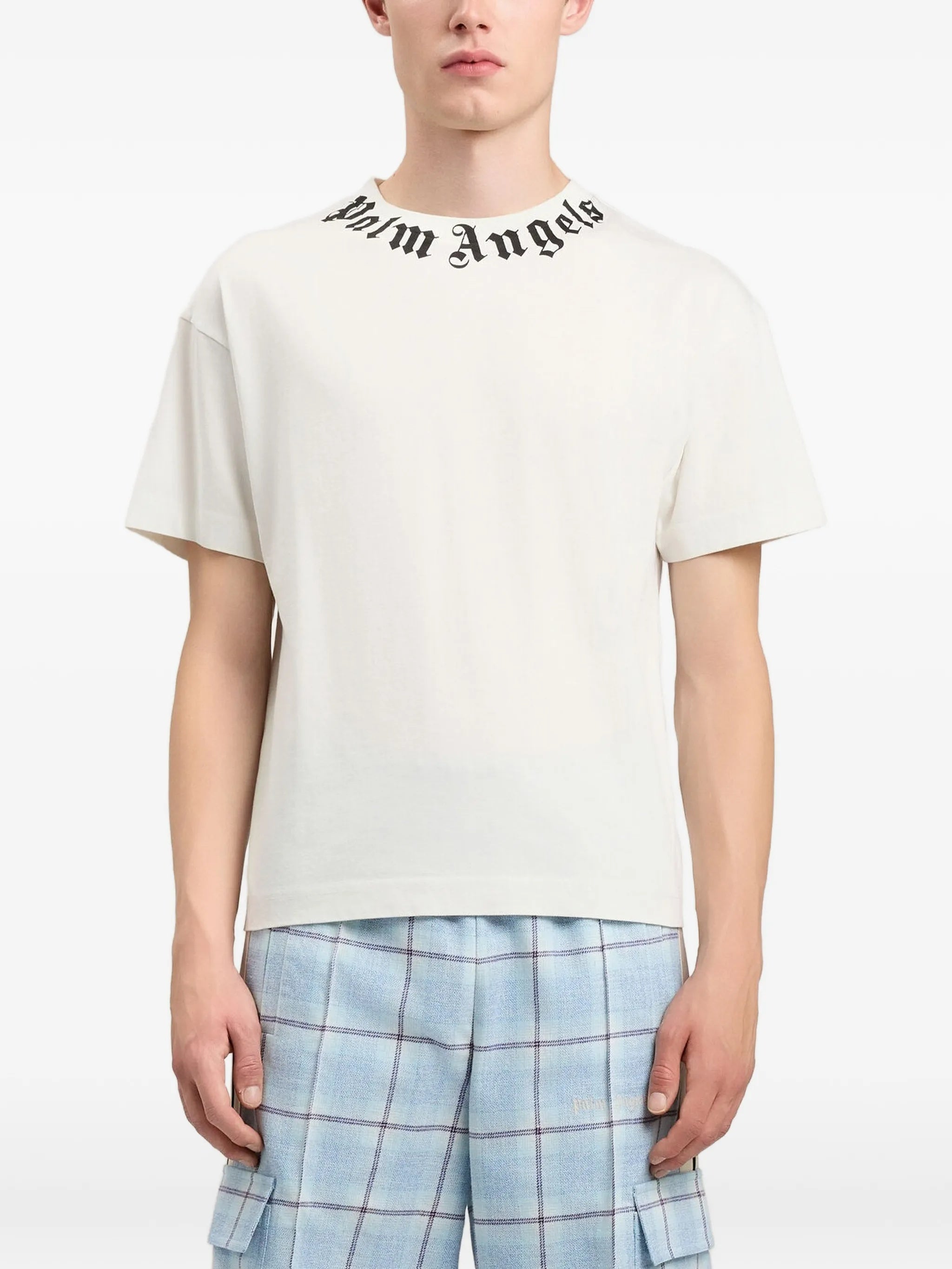 Black Neck Logo Regular Cotton T-Shirt