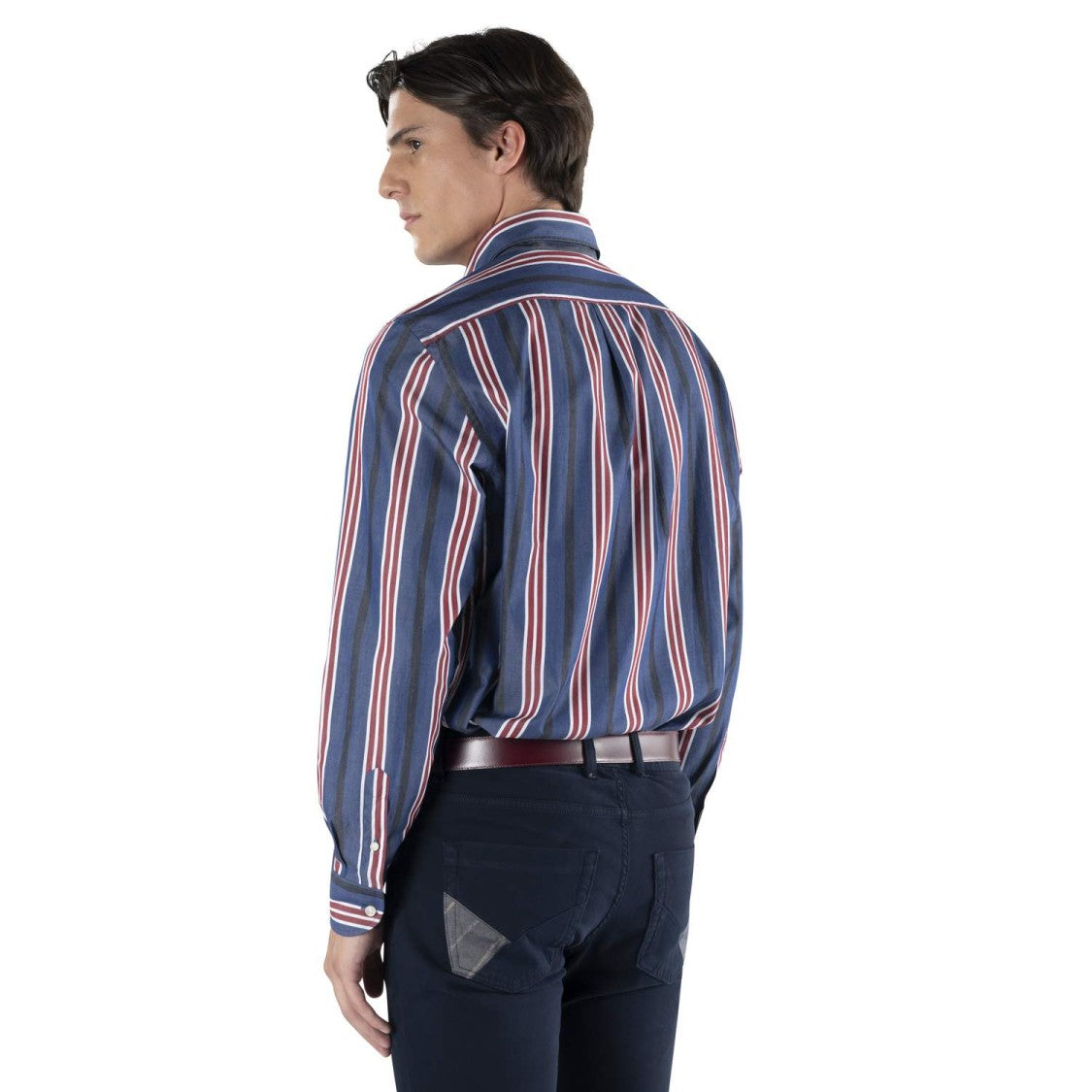 Button-Down Striped Shirt with Embroidered Logo