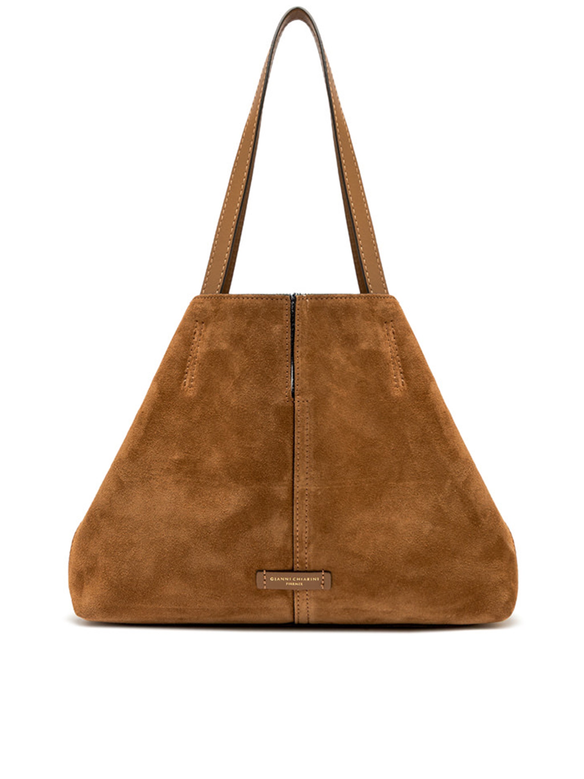 Maya Structured Brown Suede Leather Tote
