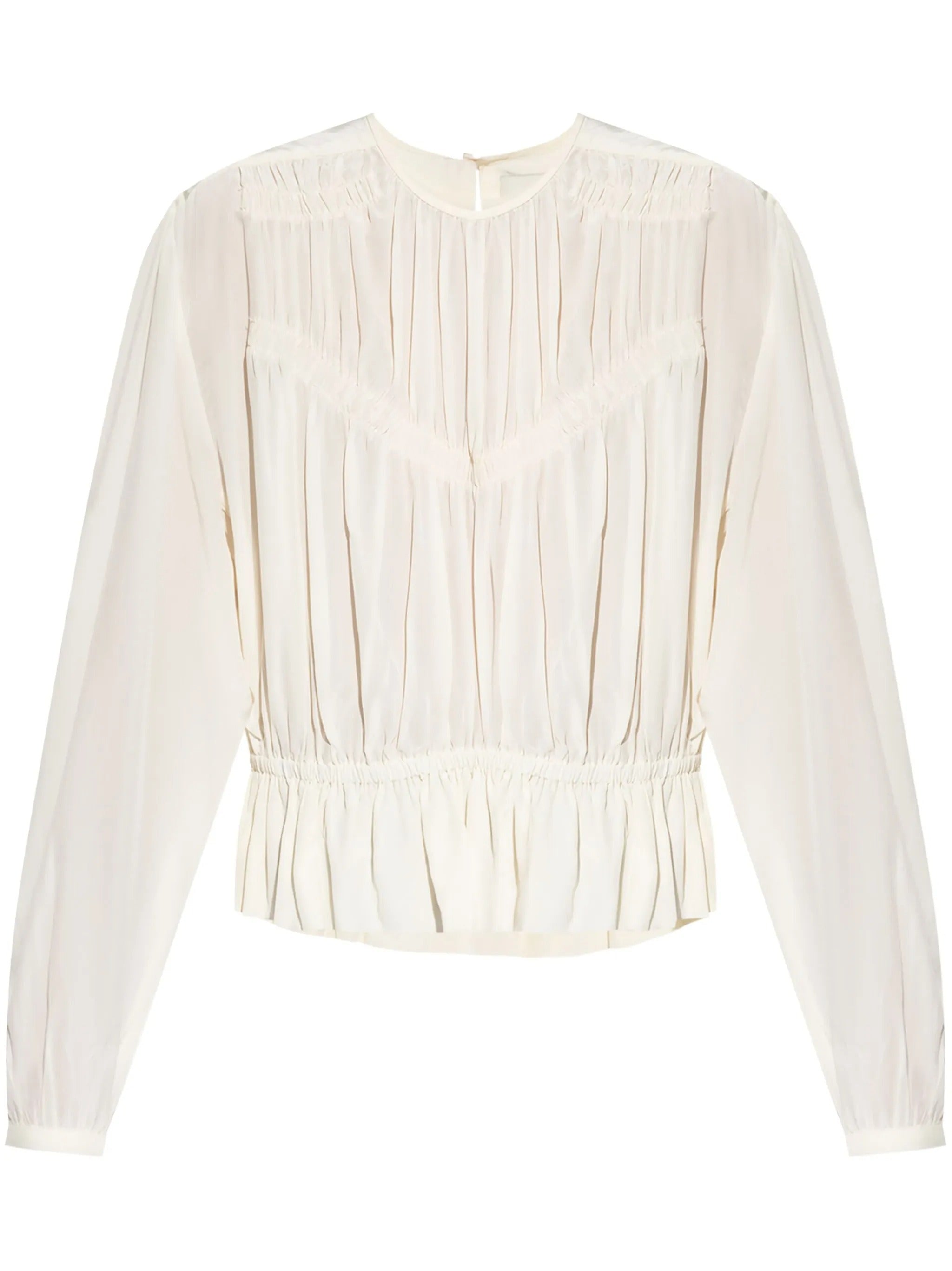Silk Blouse with Delicate Pleating and Gathered Waist