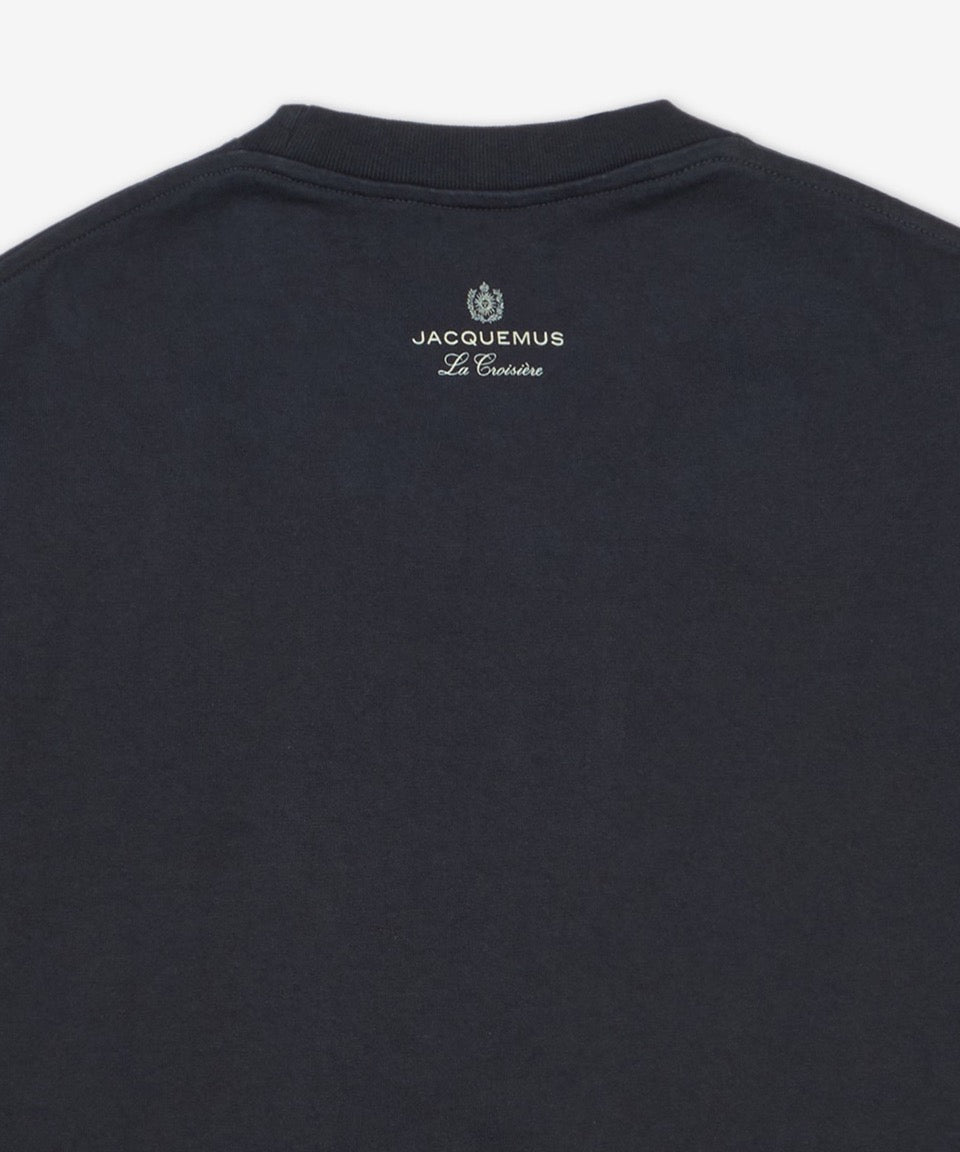 Short-Sleeved Black Cotton T-Shirt With Abstract Graphic Print