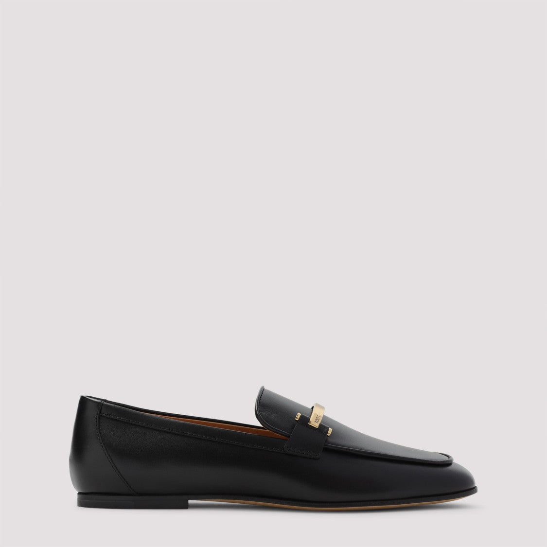 Black Leather Loafers With Subtle Gold Accents