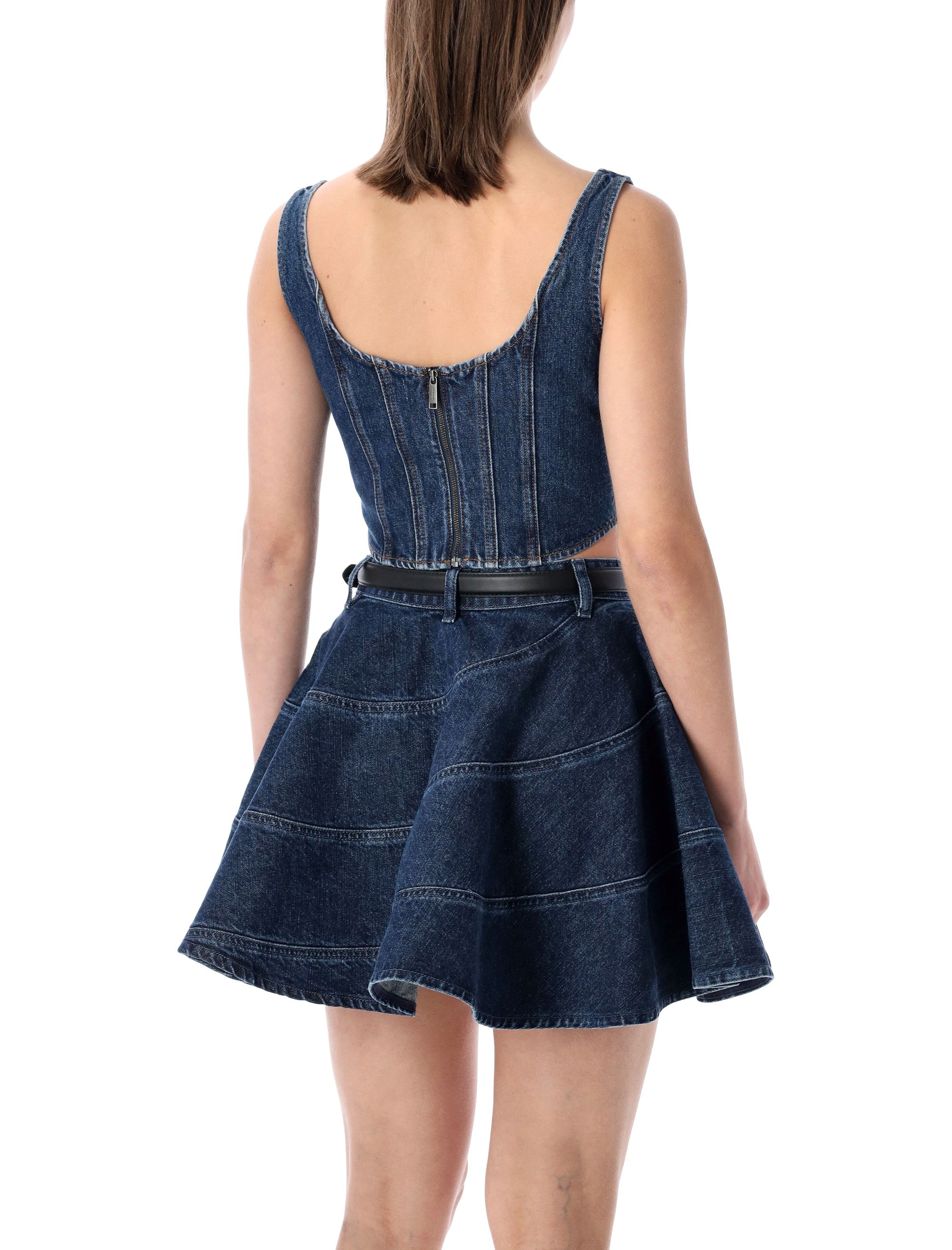 Denim Corset Top with Sculpted Design