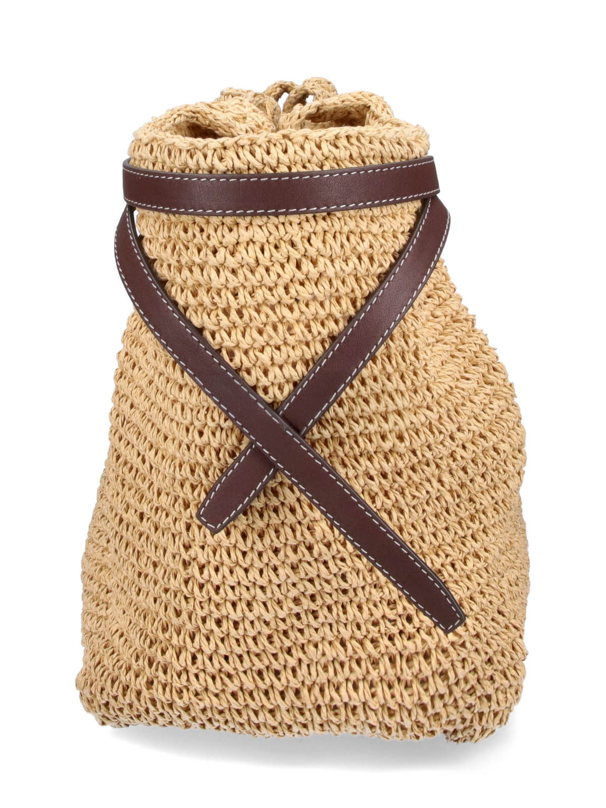 Beige Spacious Woven Leather Bag