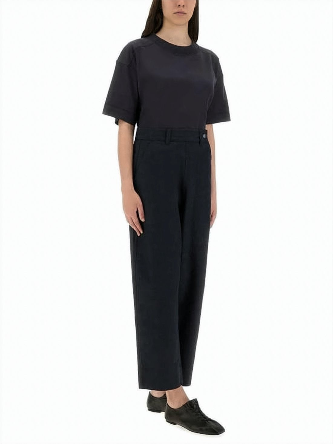 Straight-Leg Pants with Mid-Rise Waist and Zipper Detail