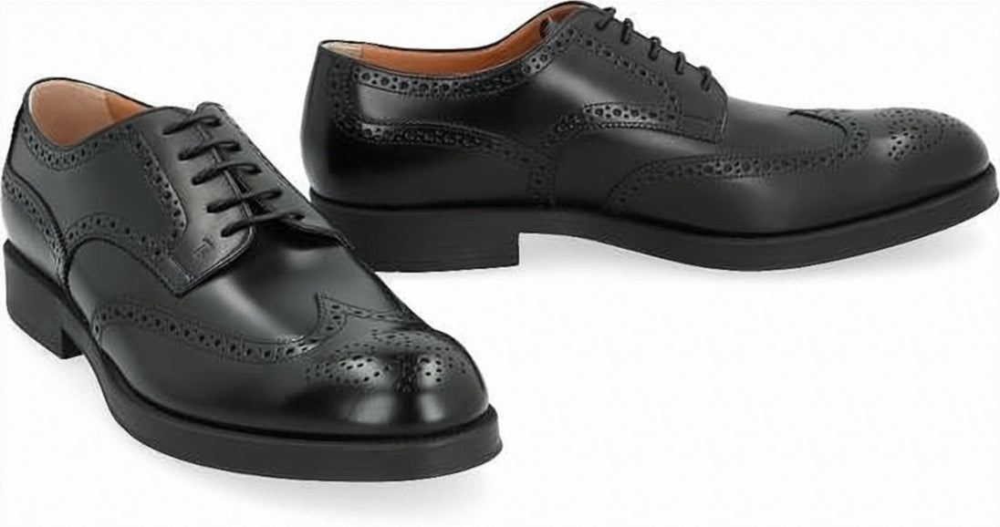 Brogue Black Leather Dress Shoes