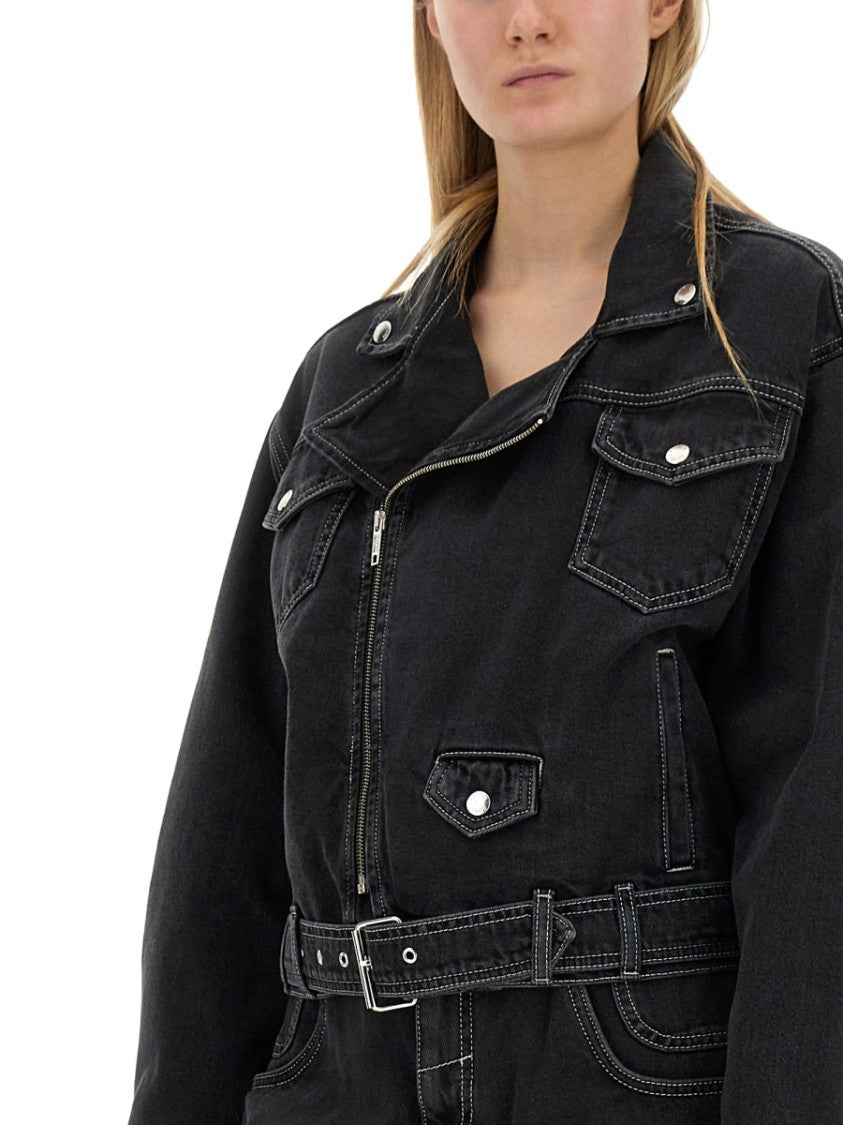 Cropped Black Denim Jacket