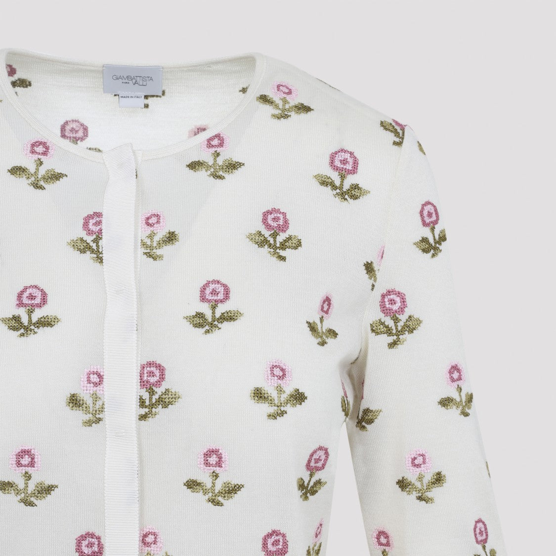 Floral-Pattern Cashmere and Silk Blend Sweater