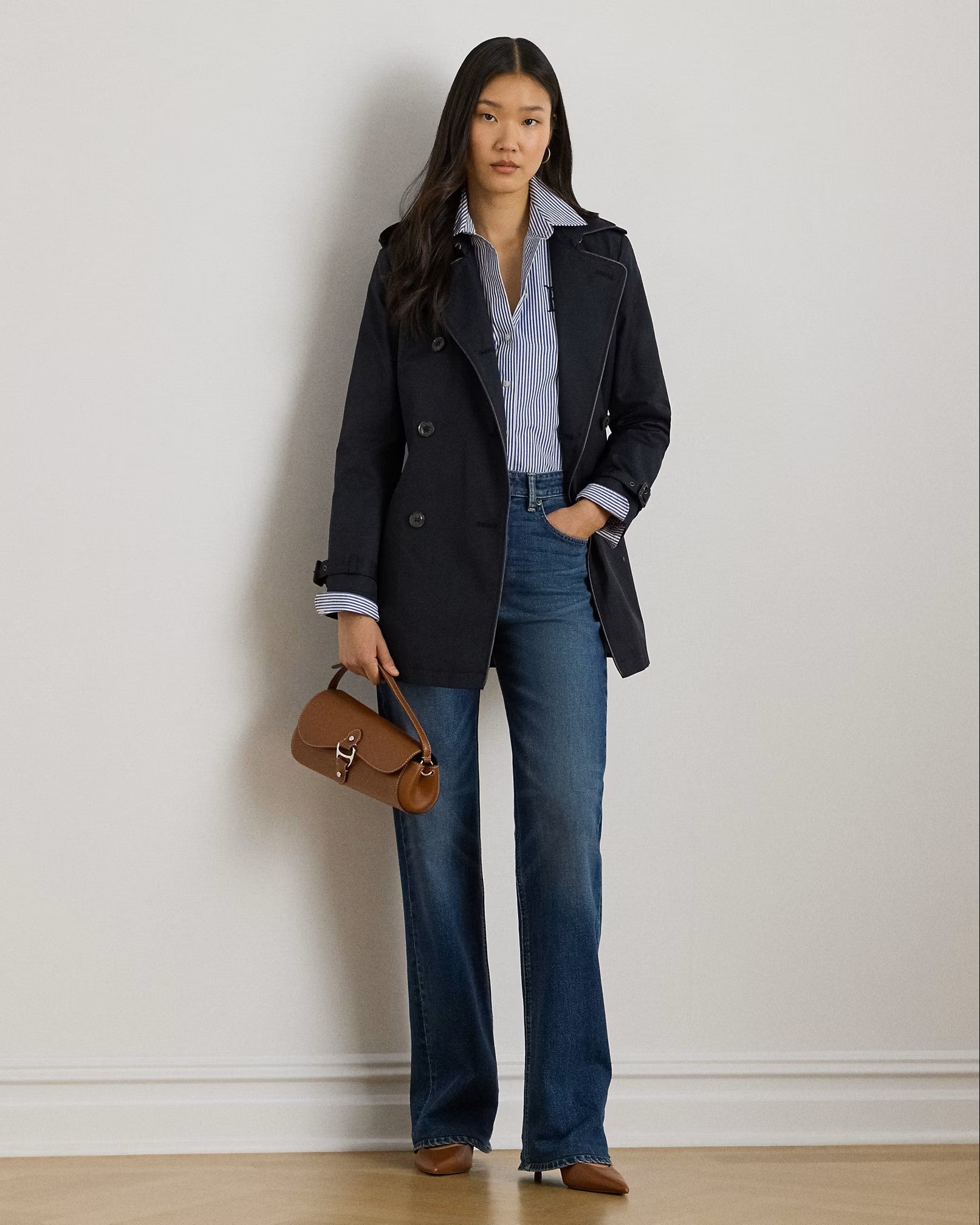 Navy Blue Lined Trench Coat