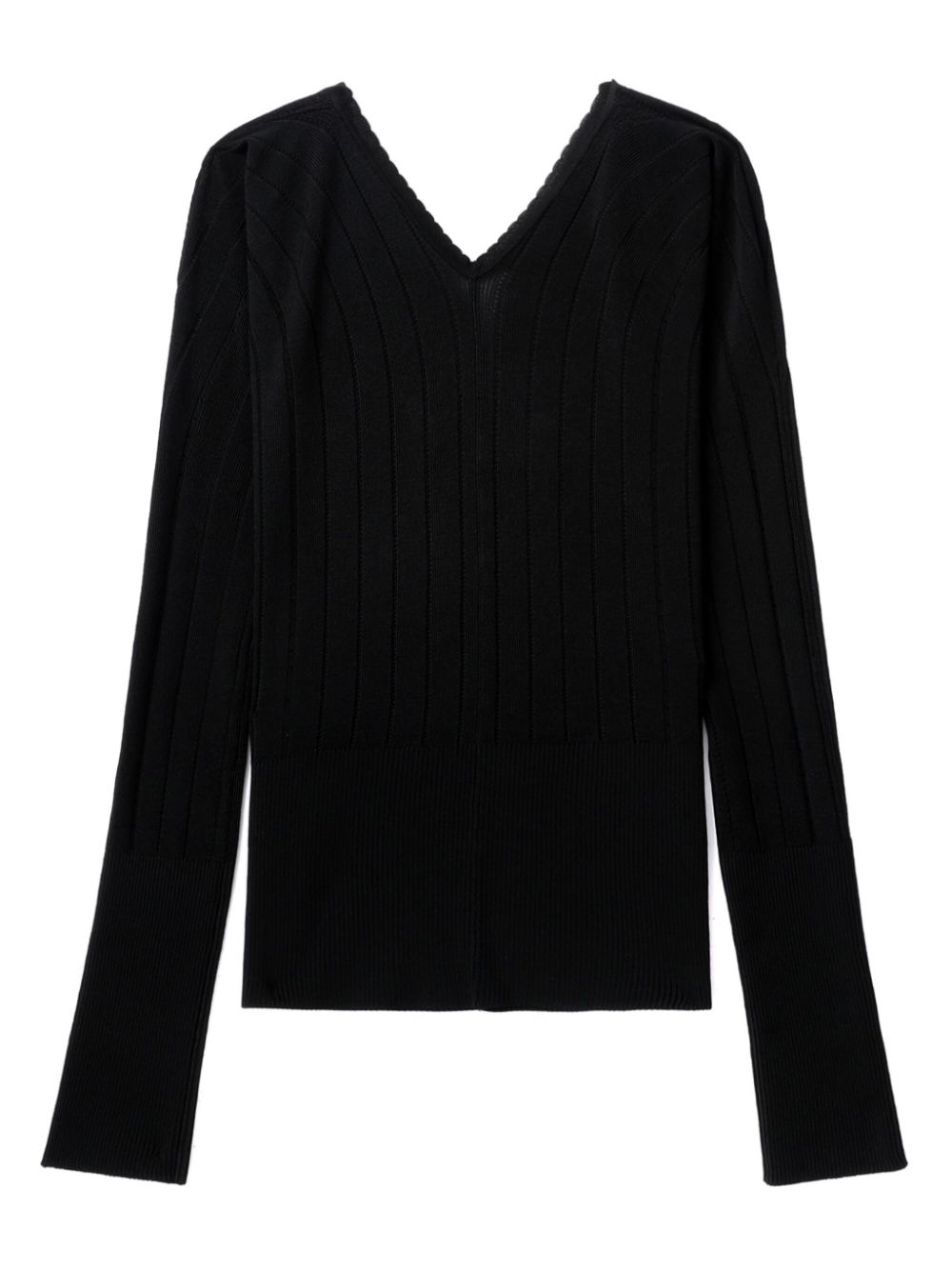 V-Neck Ribbed Knit Sweater