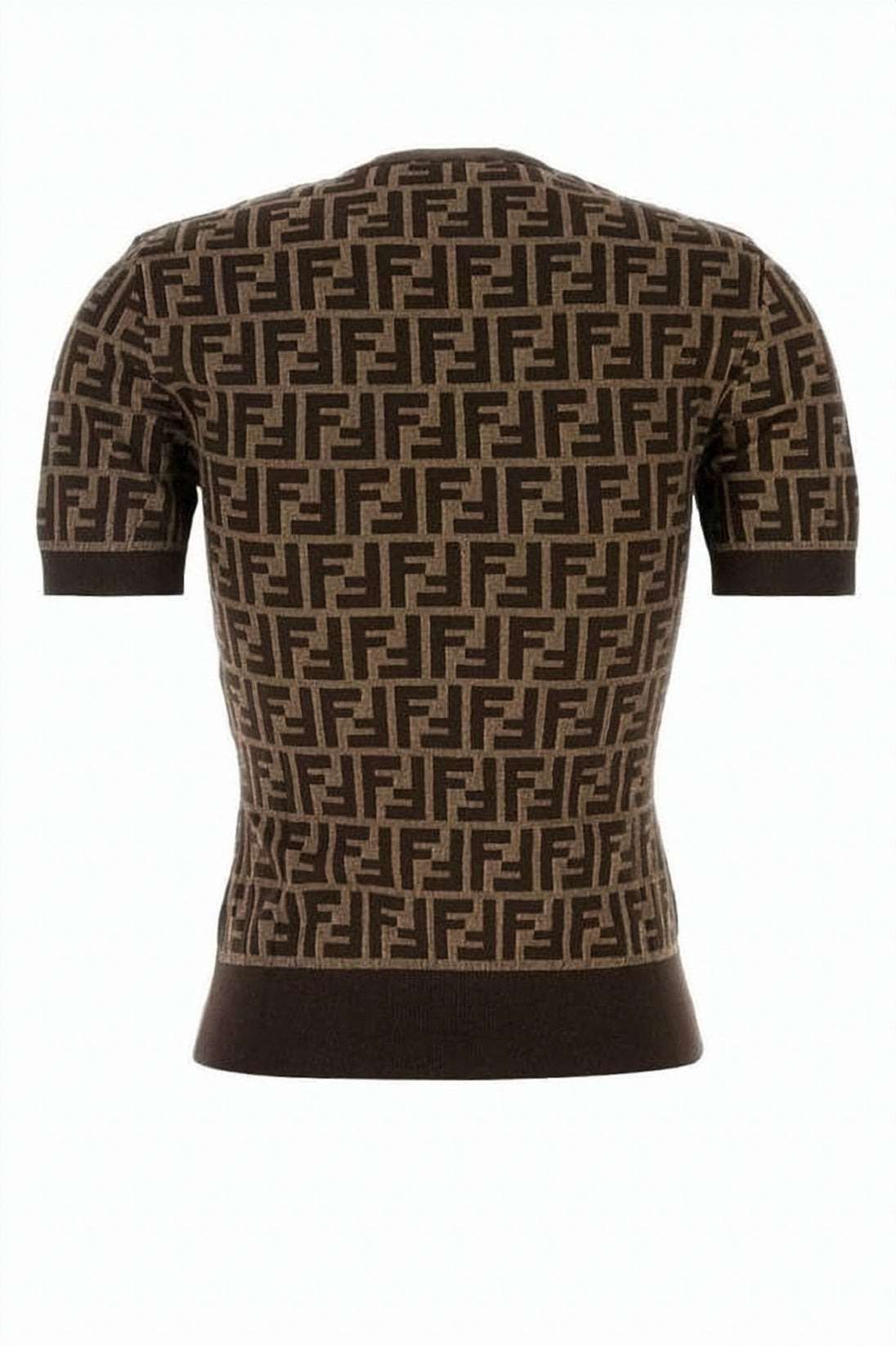 Fitted Short-Sleeved Top With Geometric Monogram Pattern