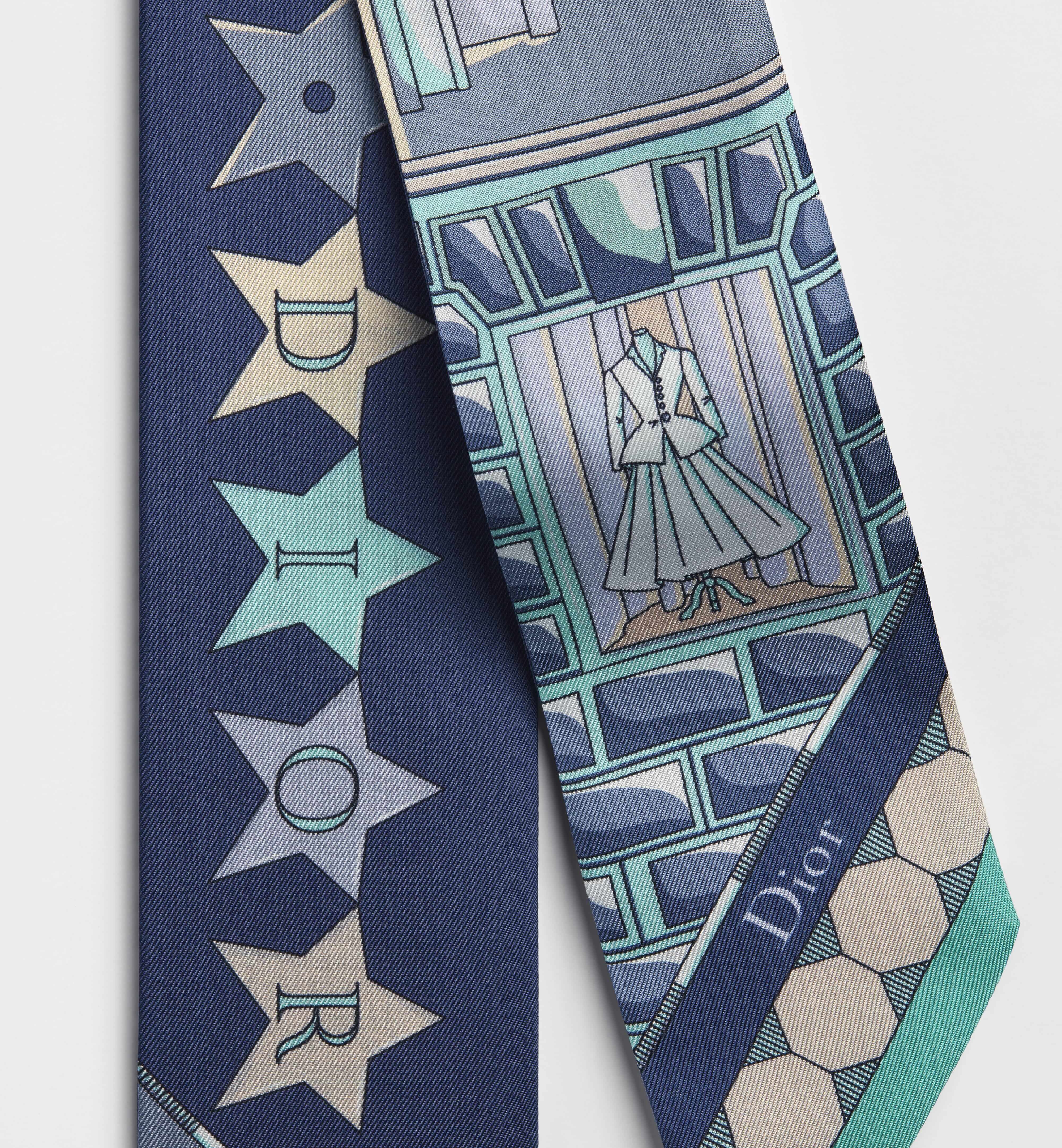 Rectangular Scarf With Star Motifs And Architectural Design