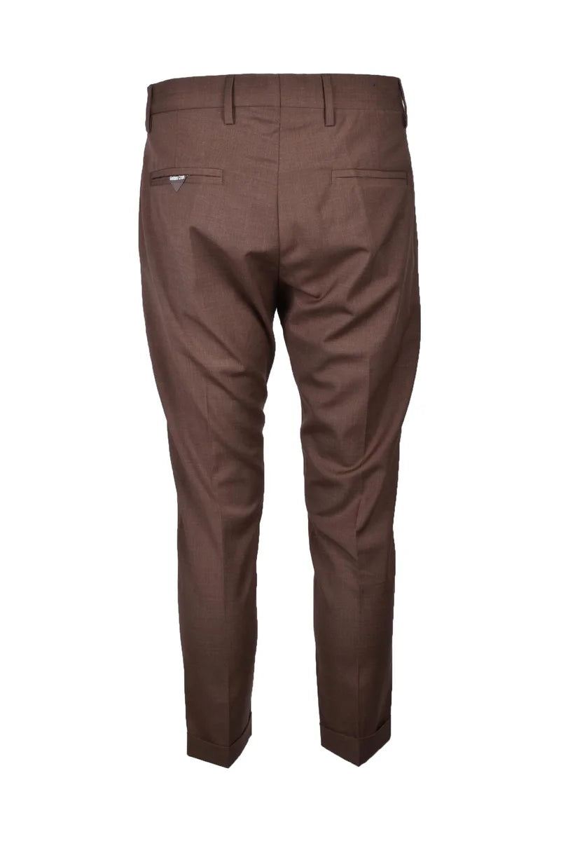 Tailored Brown Trousers with Mid-Rise Waist