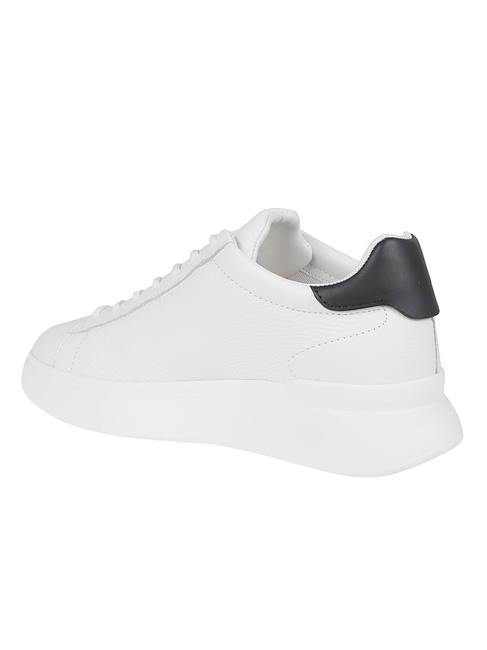 Calfskin White Sneakers with Black Accents