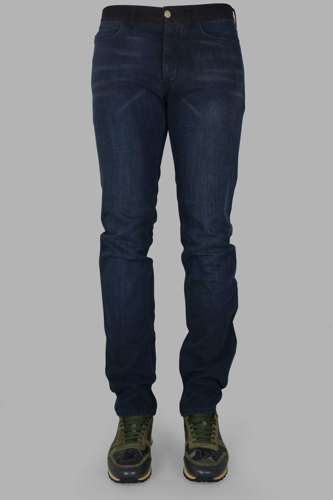Classic Blue Denim Jeans With Subtle Fading