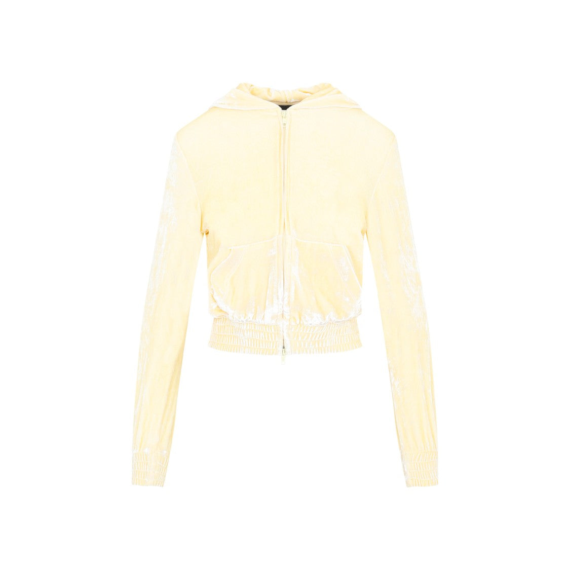 Fitted Zip-Up Cream Viscose Hoodie