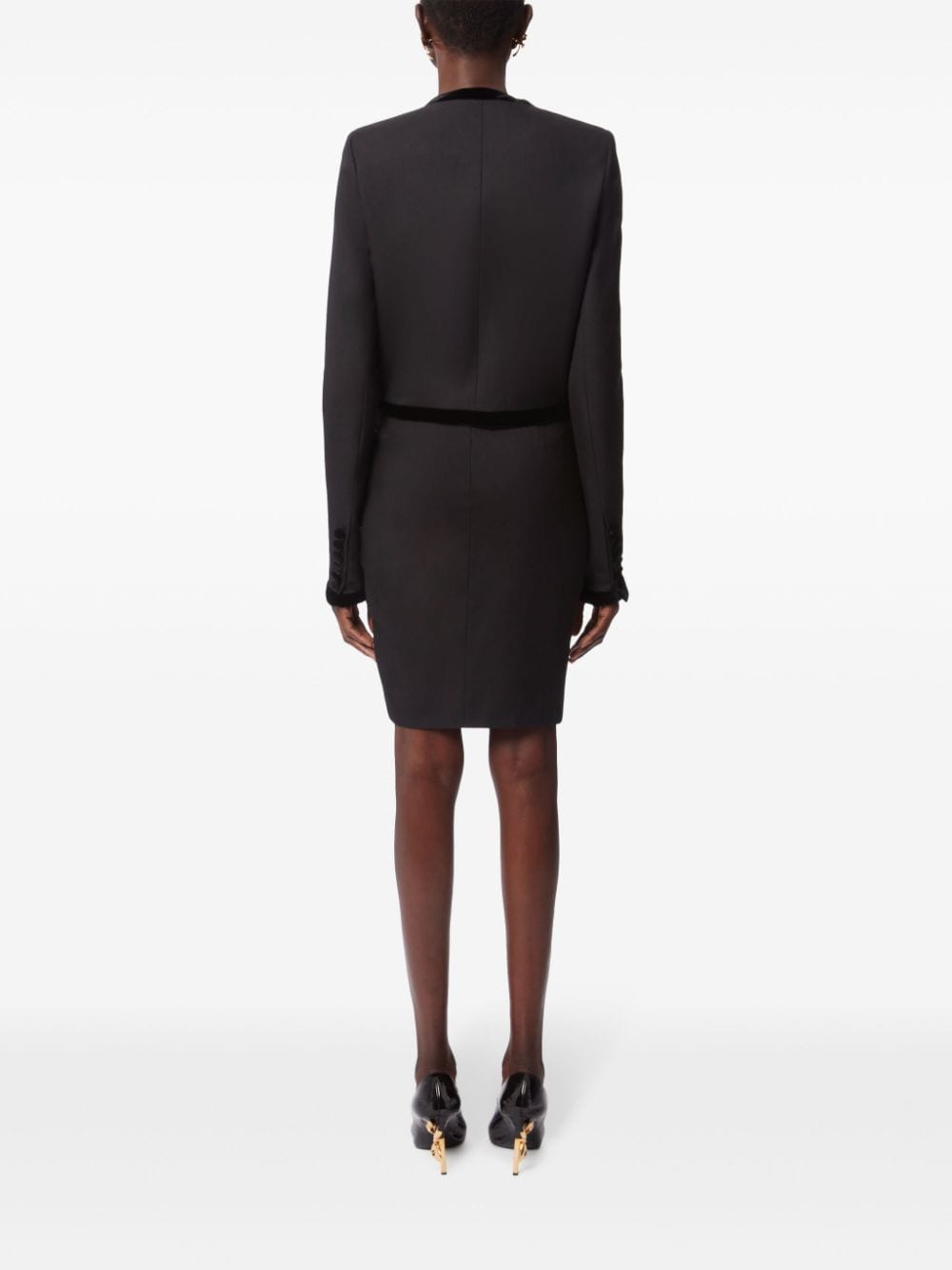 Draped Black Wool Blend Mini Skirt