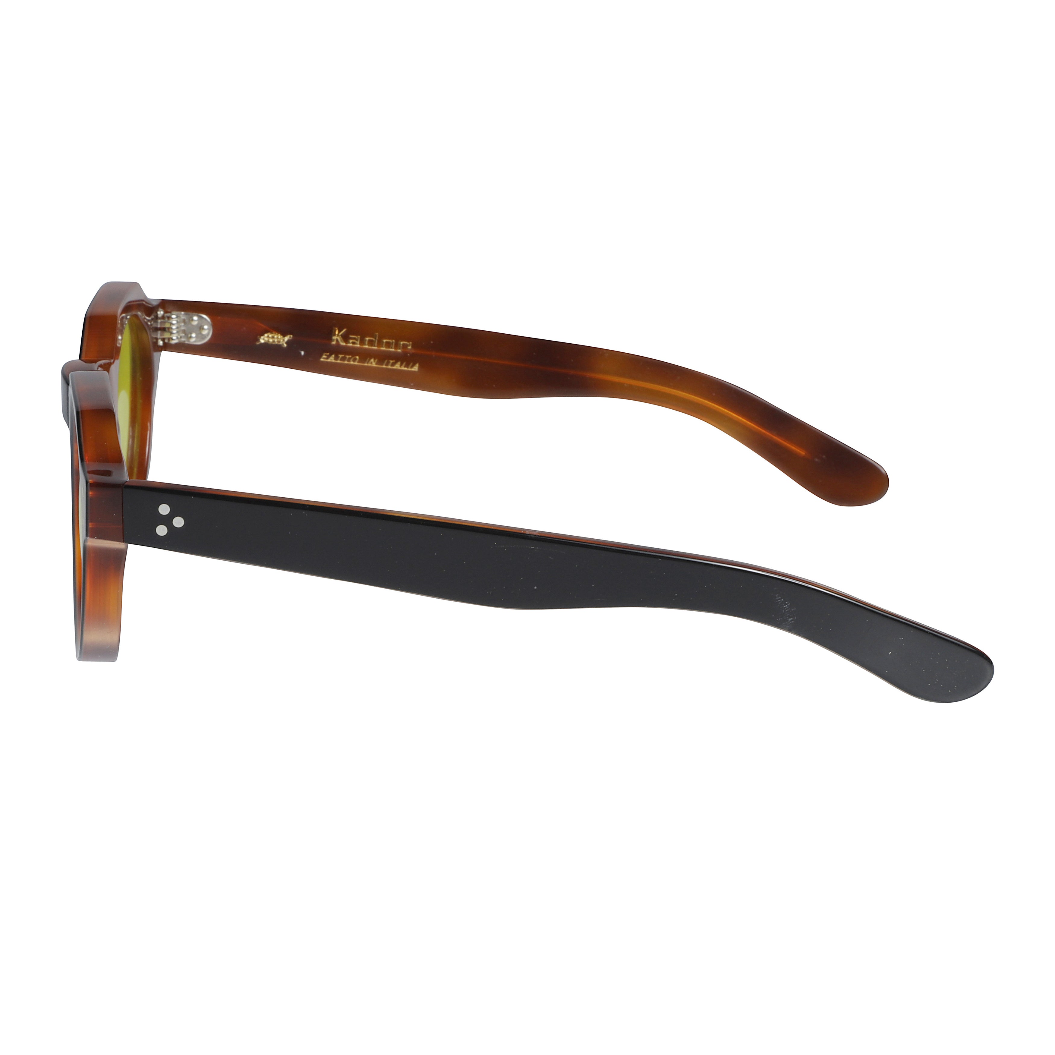 Spike Round Yellow Lens Sunglasses with Tortoiseshell Frame