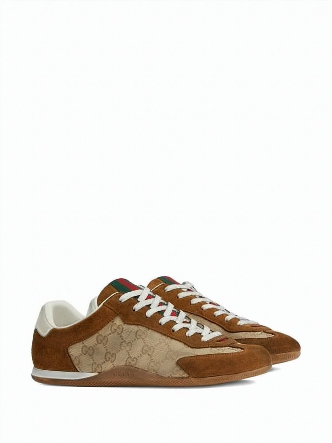 Low-Profile Suede and Canvas Sneakers with Monogram Detail