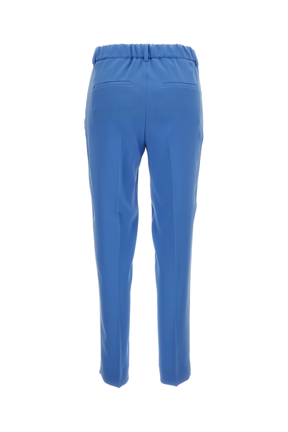 Light Blue Elasticated Waistband Straight-Leg Trousers