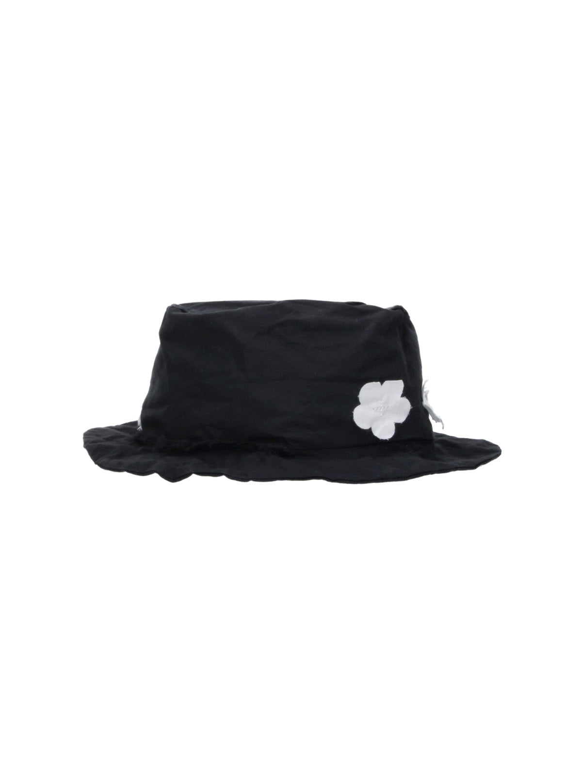 Black Round Crown White Floral Hat