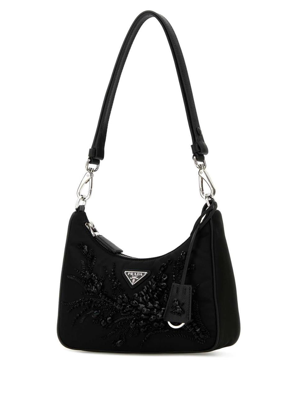 Black Beaded Floral Embellished Bag
