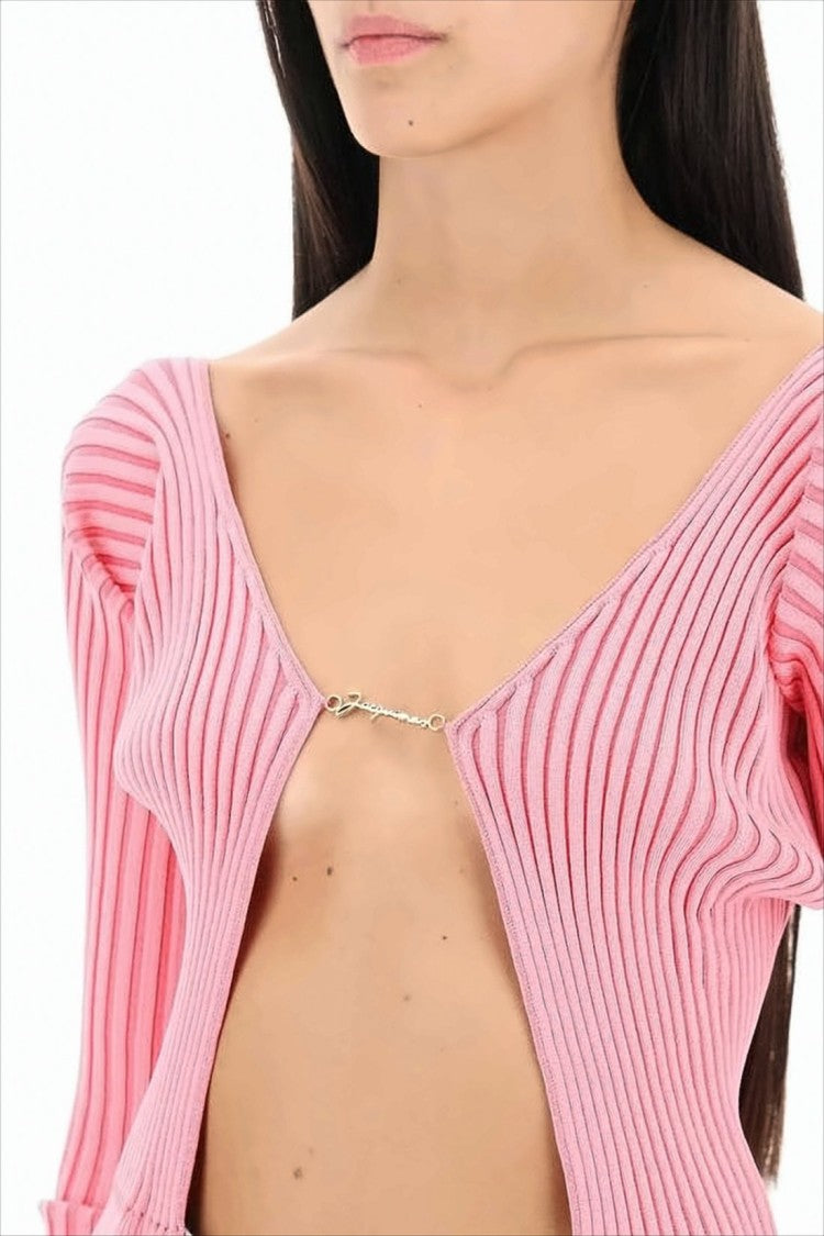 Ribbed Knit Cropped Bolero with Unique Hook Closure