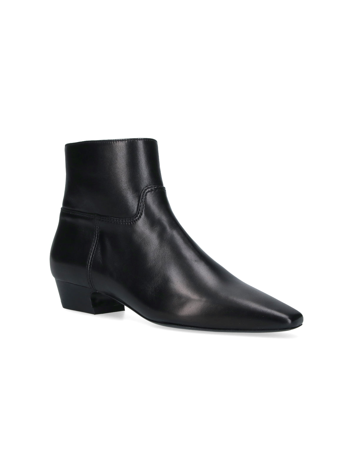 Black Stassi Pointed-Toe Leather Boots