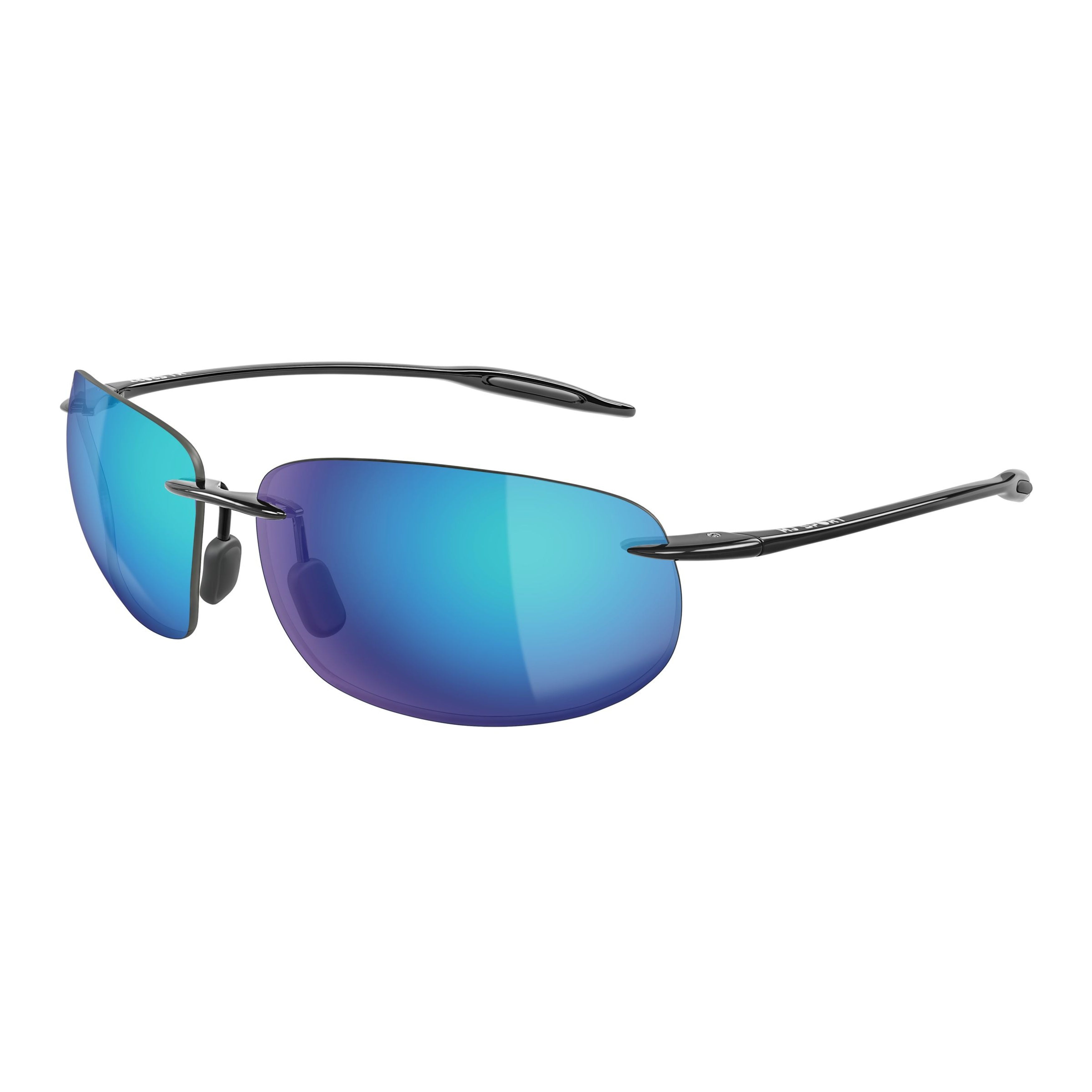 Breakwall Rimless Sunglasses with Rectangular Blue Mirrored Lenses