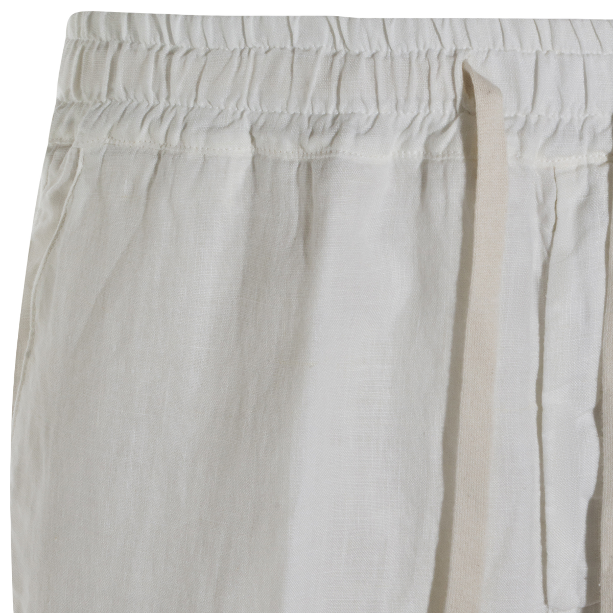 Cream Relaxed-Fit Trousers With Drawstring Waist