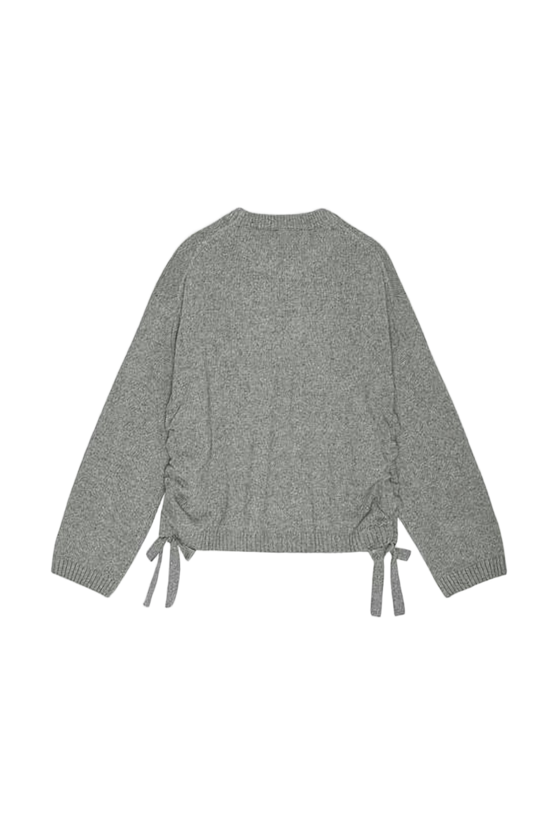 Grey Knit Sweater With Cropped Fit