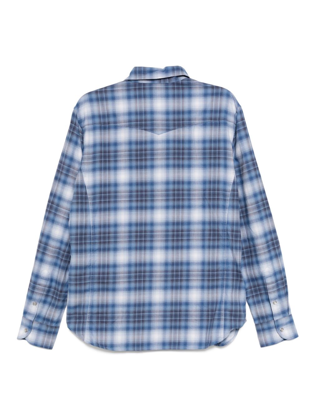 Slim-Fit Blue Checked Shirt With Chest Pockets