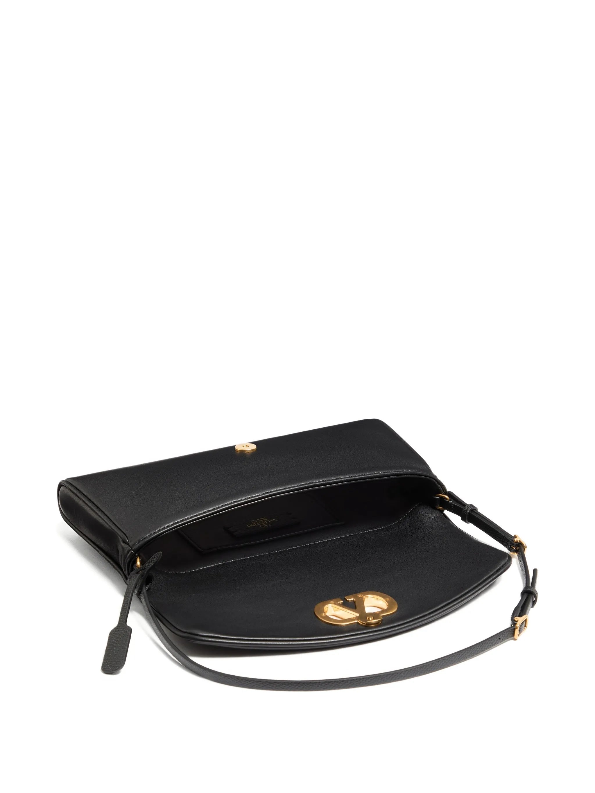 Black Devain Nappa Leather Structured Clutch