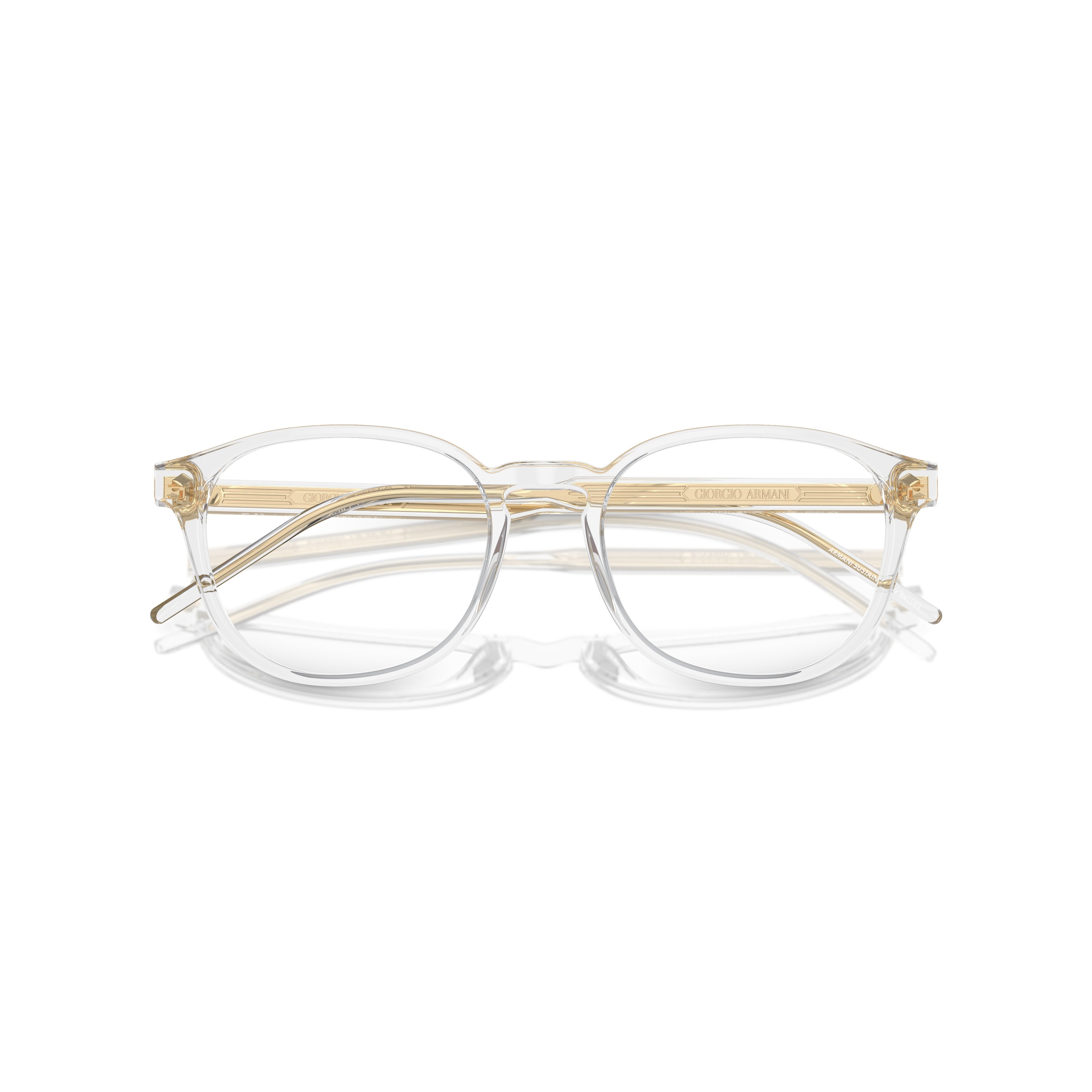 0ar7259 Transparent Acetate Eyeglasses with Gold-Toned Temples