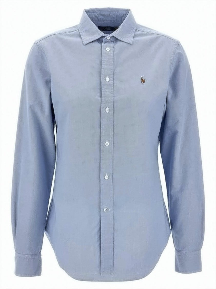 Long-Sleeve Button-Up Shirt with Pointed Collar