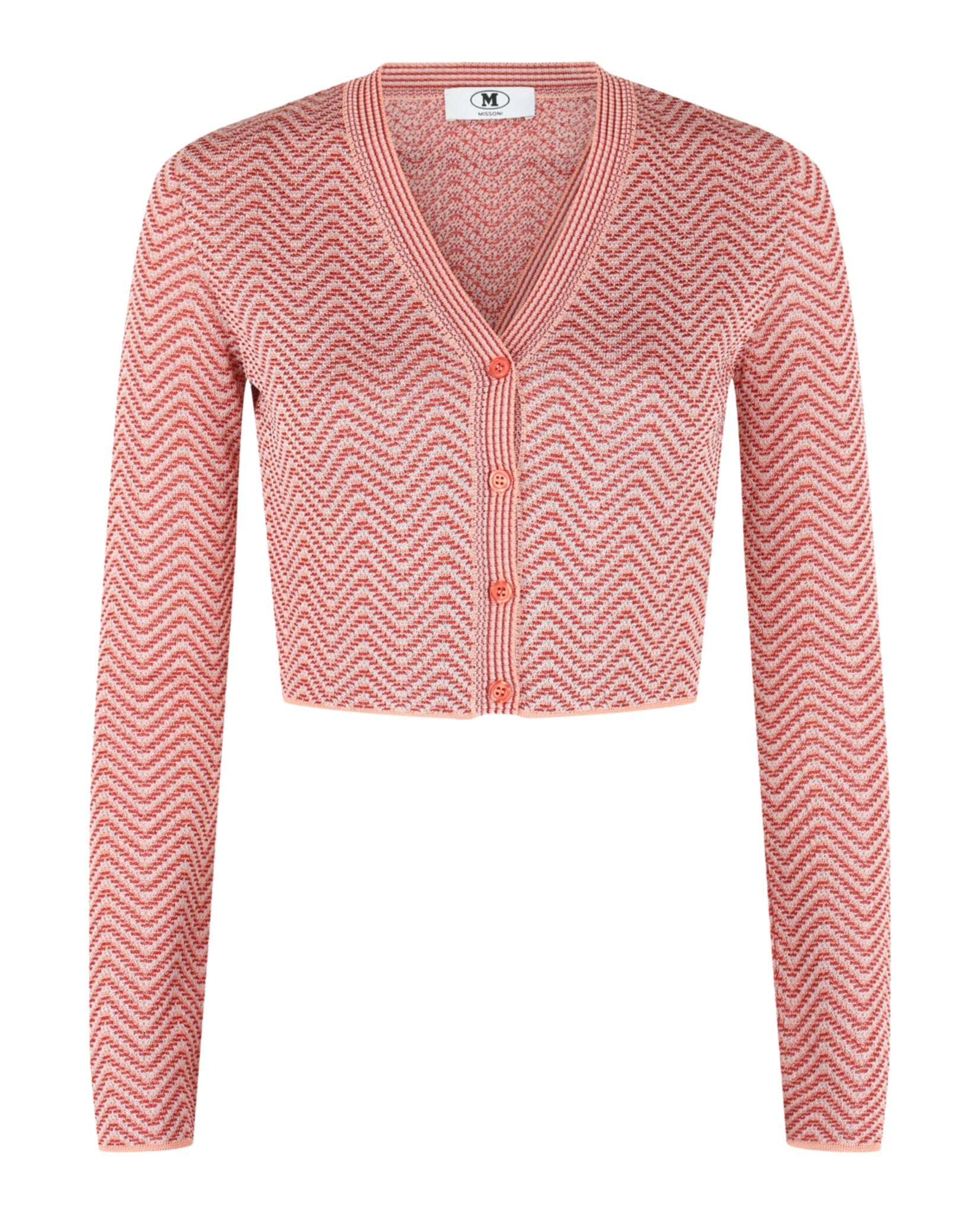 Cropped Chevron Patterned Cardigan