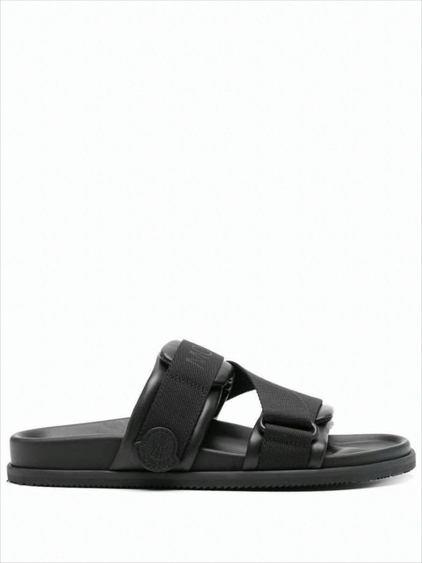 Sleek Black Nappa Leather Slide Sandals With Padded Straps