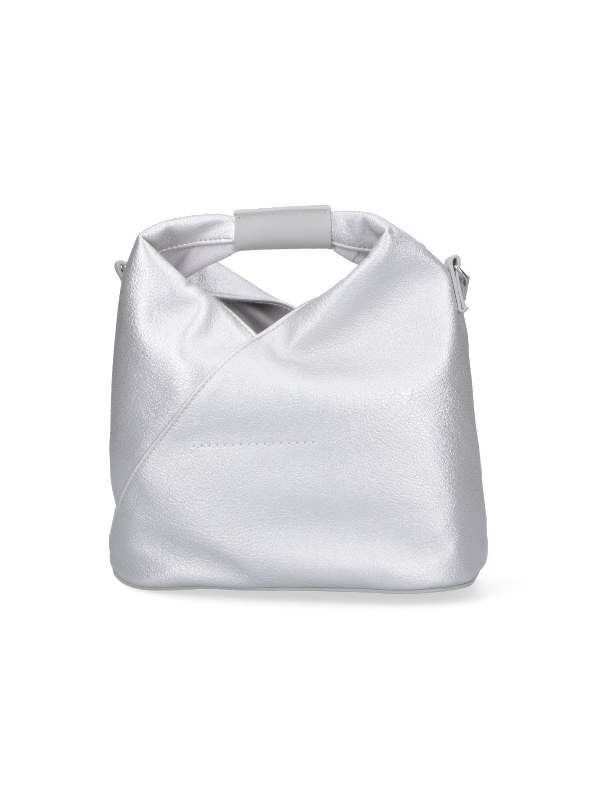 Structured Silver Handbag With Minimalist Aesthetic