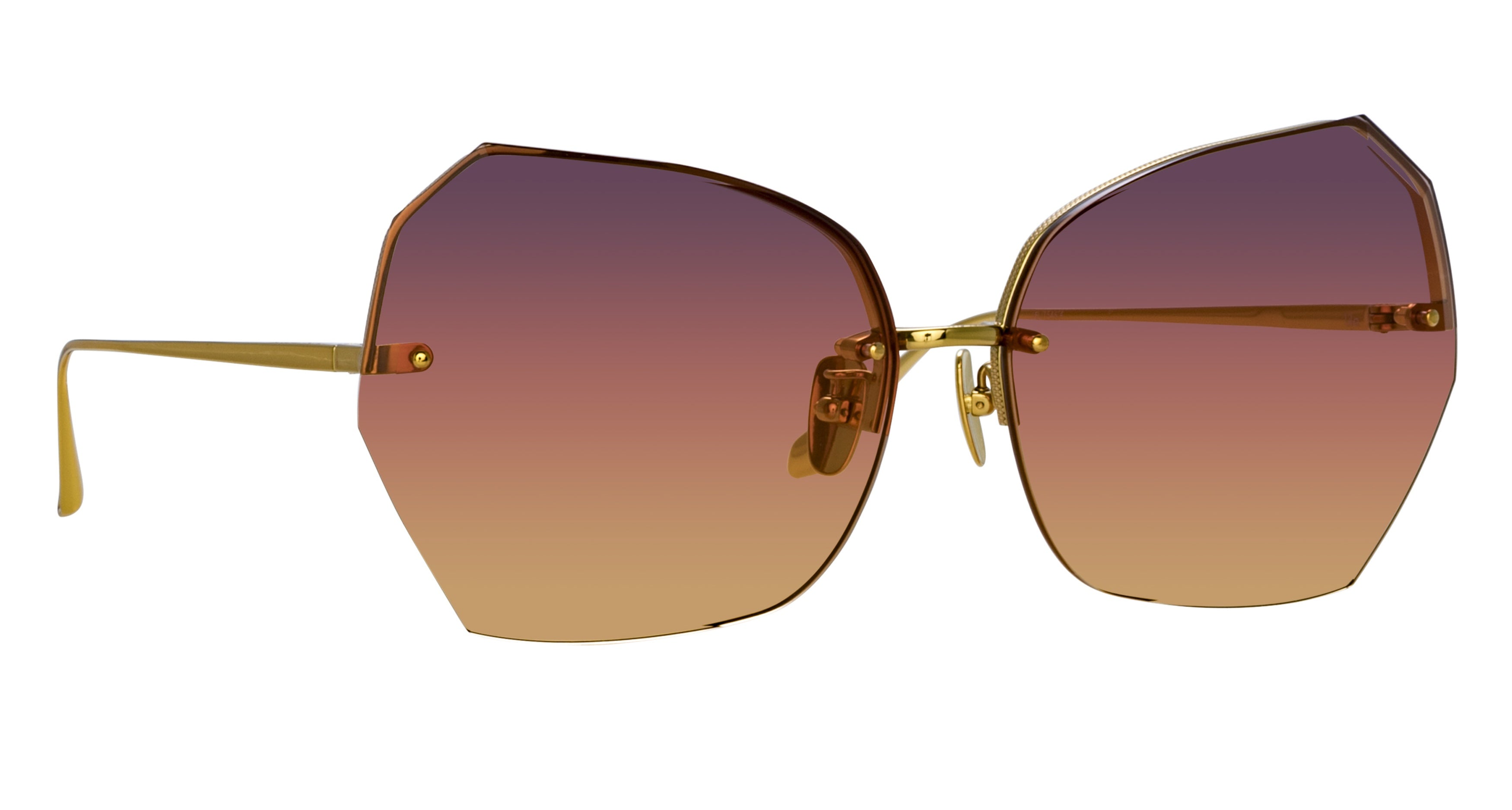 Lfl Irregular Gradient Lens Sunglasses with Gold-Toned Titanium Arms