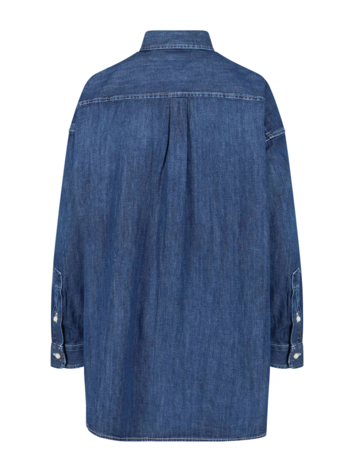 Blue Cotton Denim Logo Shirt