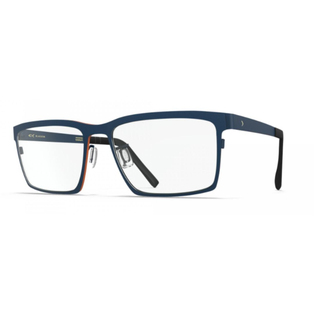 Bf1061 Irvine Deep Blue Beta Titanium Rectangular Eyeglasses with Orange Accents