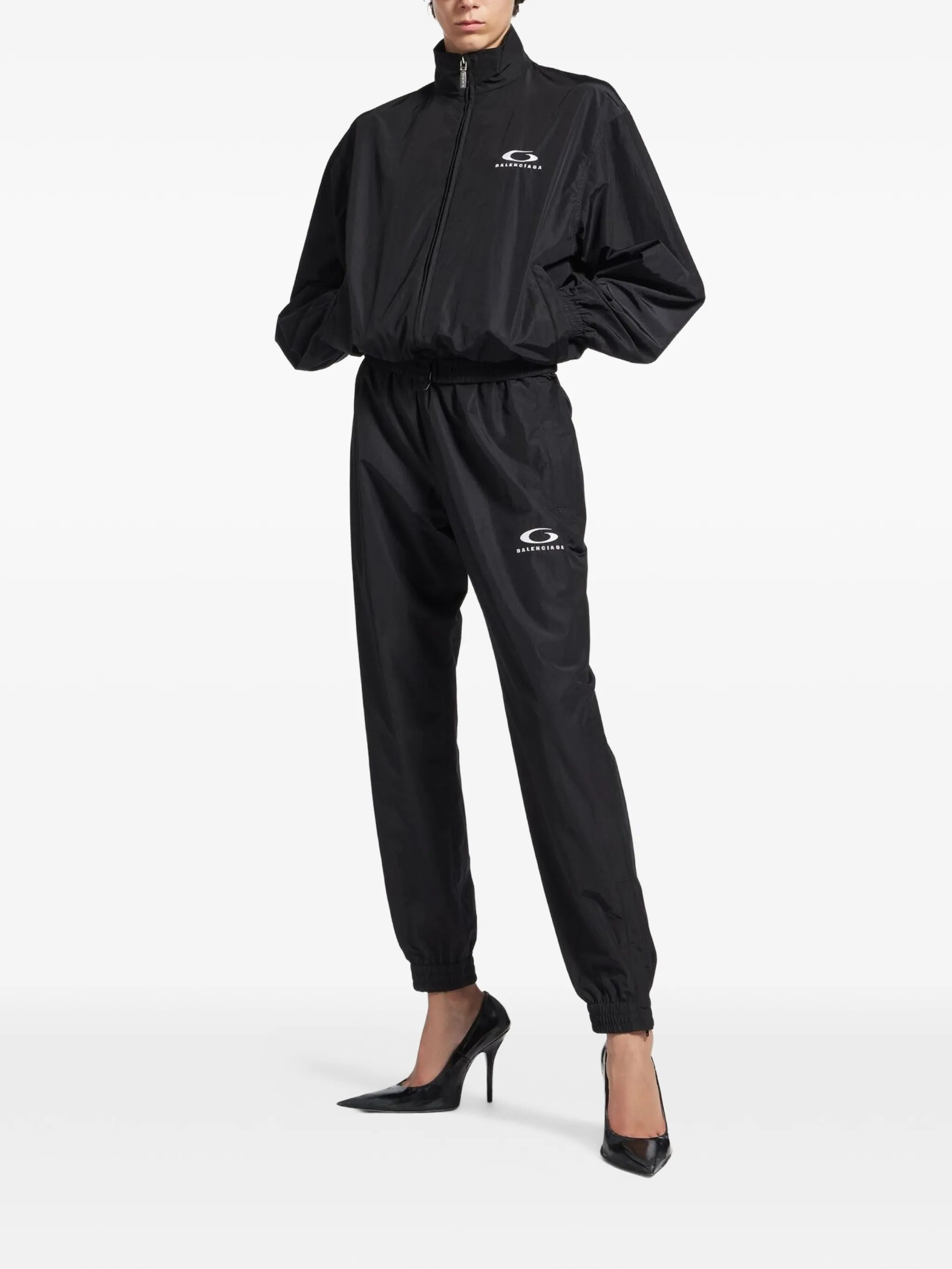 Black Tracksuit Relaxed Fit Logo Pants