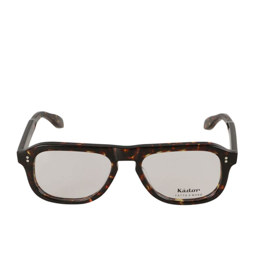 Bravo Rectangular Tortoiseshell Eyeglasses with Metallic Rivet Details