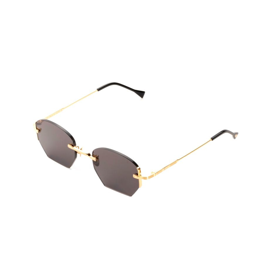Ezra Geometric Rimless Sunglasses with Gold-Toned Frame