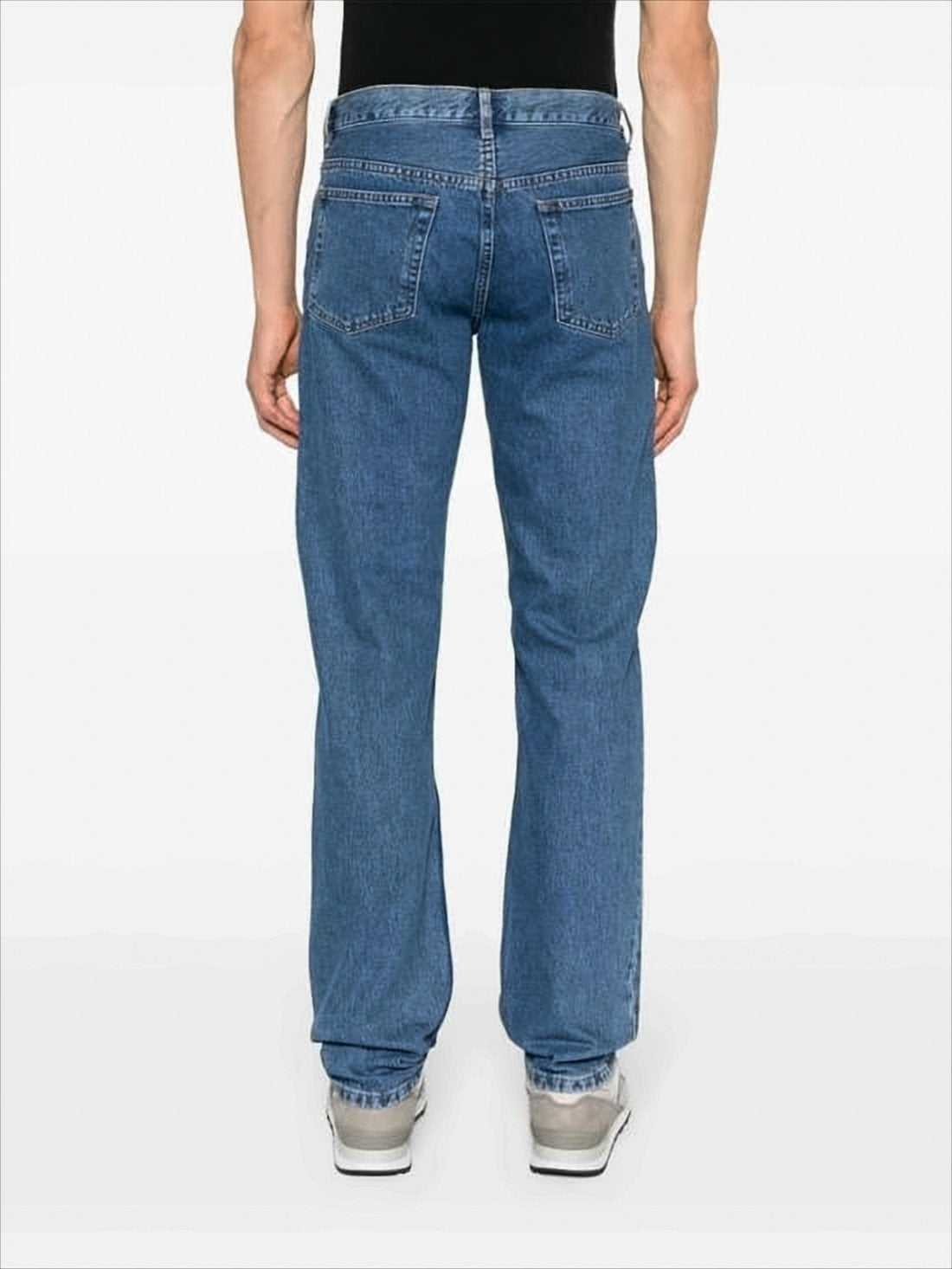 Classic Straight-Leg Denim Pants with Mid-Blue Wash