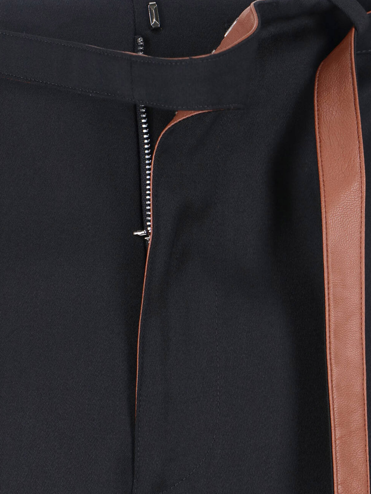 Black Tailored Biker Belt Straight Trousers