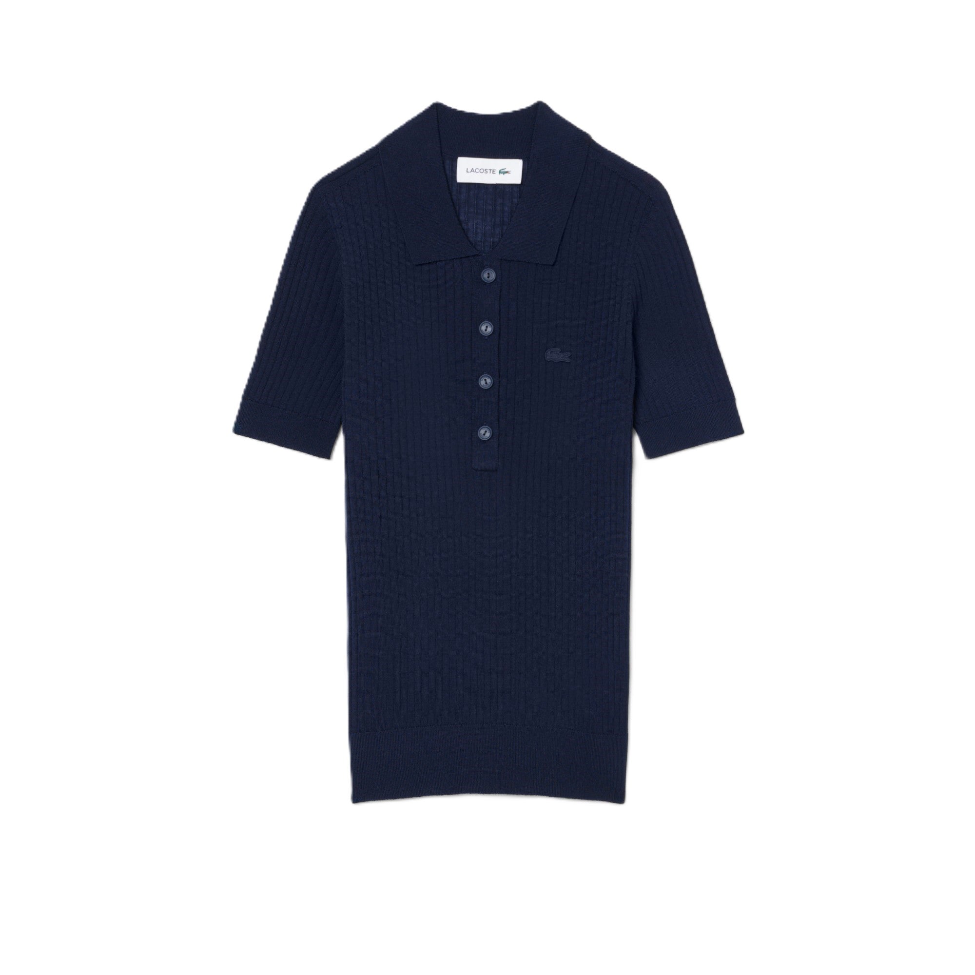 Ribbed Knit Polo Shirt with Classic Collar